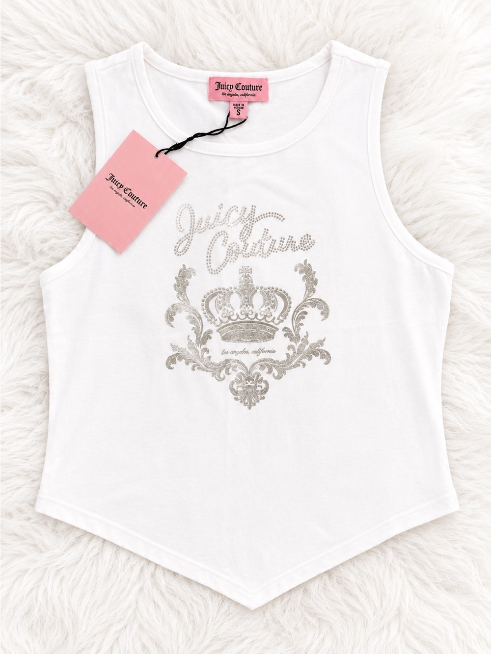 Juicy Couture White Tank with Silver Crest Detail